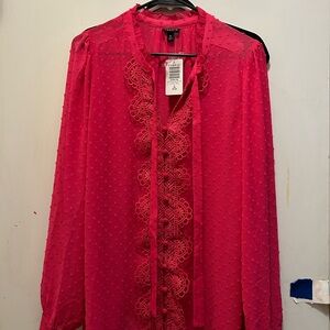 Torrid Vibrant Pink Lace Blouse